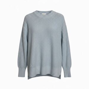 SO Ribbed Knit Crew Neck Long Sleeve Pullover Sweater Light Blue Medium